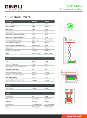 Verrijdbare schaarliften Dingli S0812AC+