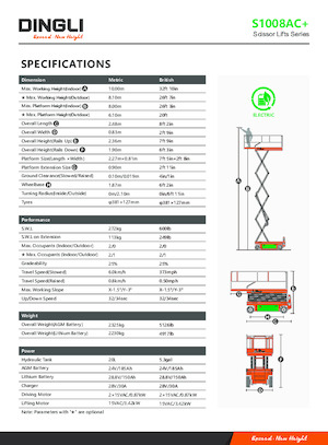 Verrijdbare schaarliften Dingli S1008AC+