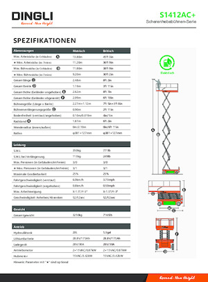 Verrijdbare schaarliften Dingli S1412AC+
