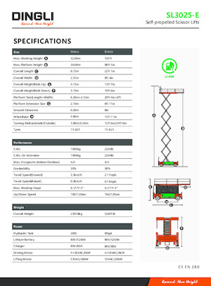 Verrijdbare schaarliften Dingli SL3025-E