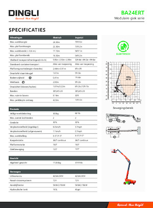 Telescoophoogwerkers op wielen Dingli BA24ERT