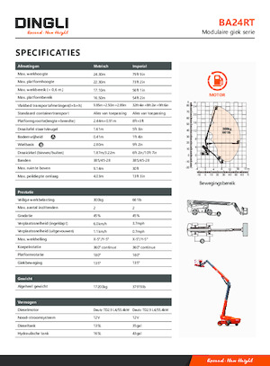 Telescoophoogwerkers op wielen Dingli BA24RT