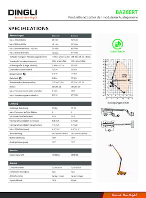 Telescoophoogwerkers op wielen Dingli BA28ERT