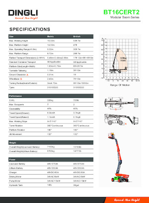 Telescoophoogwerkers op wielen Dingli BT16CERT2