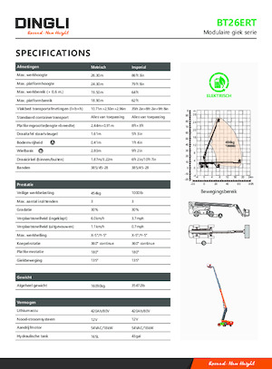 Telescoophoogwerkers op wielen Dingli BT26ERT