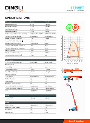 Telescoophoogwerkers op wielen Dingli BT36HRT