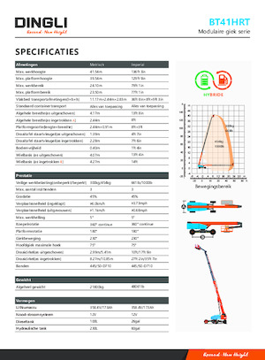 Telescoophoogwerkers op wielen Dingli BT41HRT