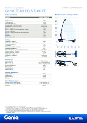Telescoophoogwerkers op wielen Genie S-60 FE