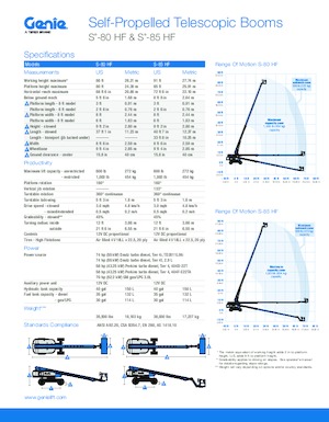 Telescoophoogwerkers op wielen Genie S-85 HF