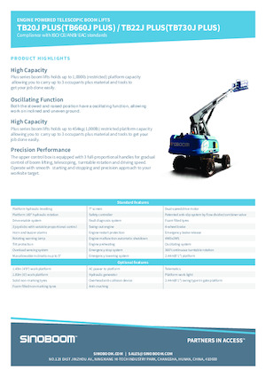 Telescoophoogwerkers op wielen Sinoboom TB22J Plus 