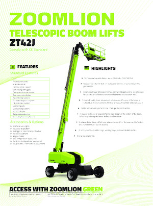 Telescoophoogwerkers op wielen Zoomlion ZT42J