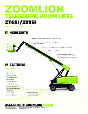 Telescoophoogwerkers op wielen Zoomlion ZT85J