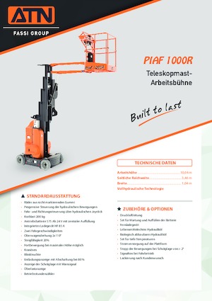 Enkele mast verticale hoogwerkers ATN PIAF 1000R