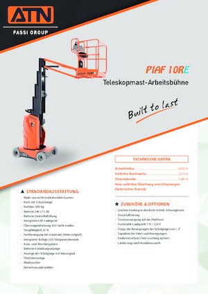 Enkele mast verticale hoogwerkers ATN PIAF 10RE