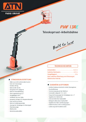 Enkele mast verticale hoogwerkers ATN PIAF 13RE
