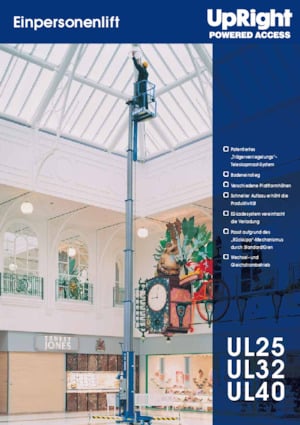 Enkele mast verticale hoogwerkers UpRight UL 32 DC