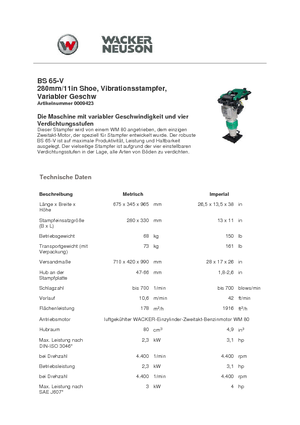 Benzine en Diesel Trilstampers Wacker Neuson BS 65 V 11