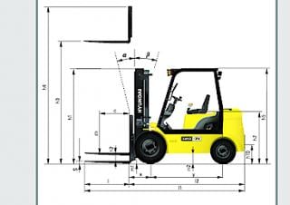 Hyundai 20DA-7E Dimensions and Size