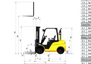 Hyundai 45 D 9 A Dimensions and Size